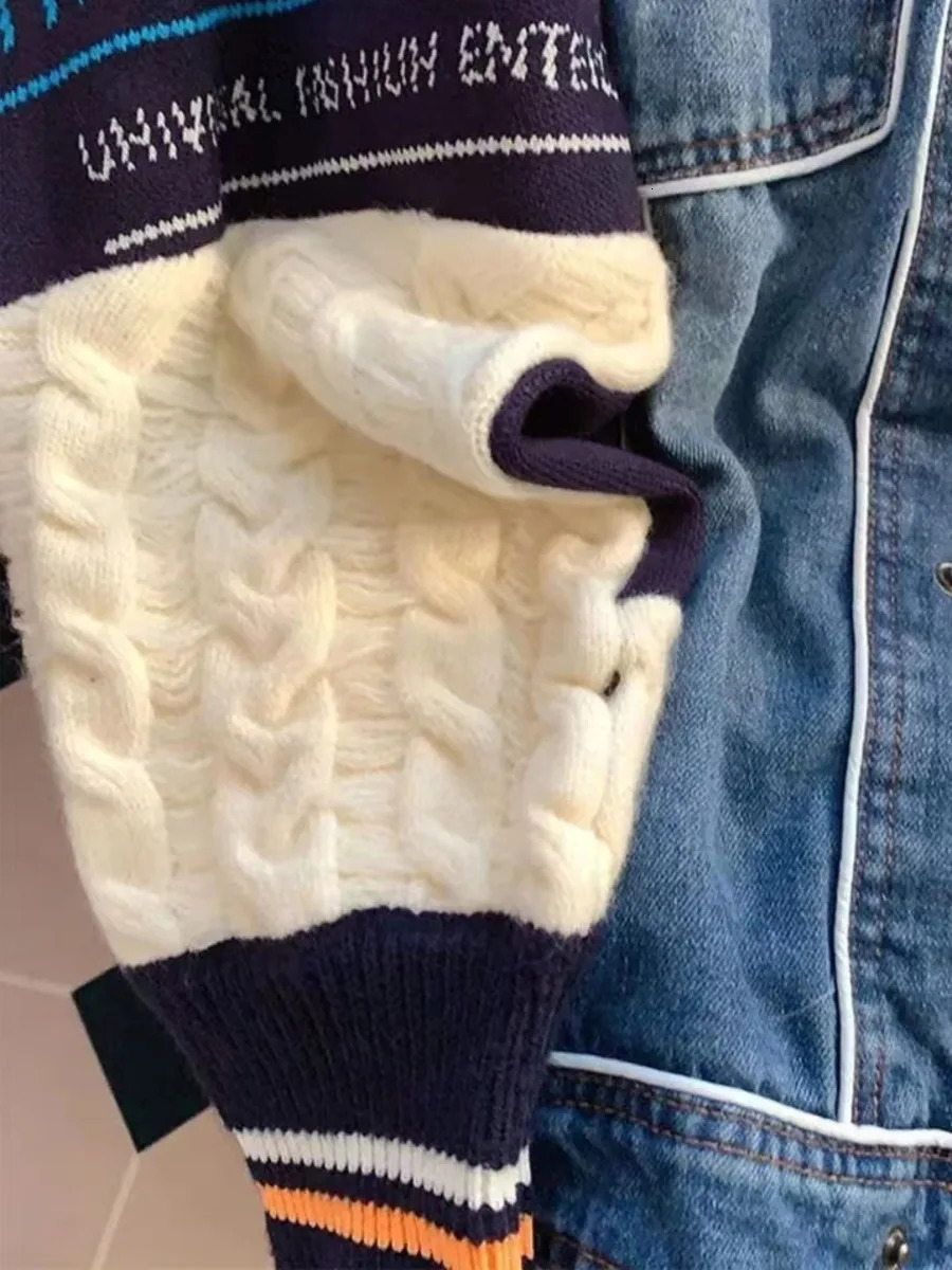 Womens denim jacket suitable for spring/summer sweaters loose Korean fashion sweaters knitted jackets womens sweaters 241022