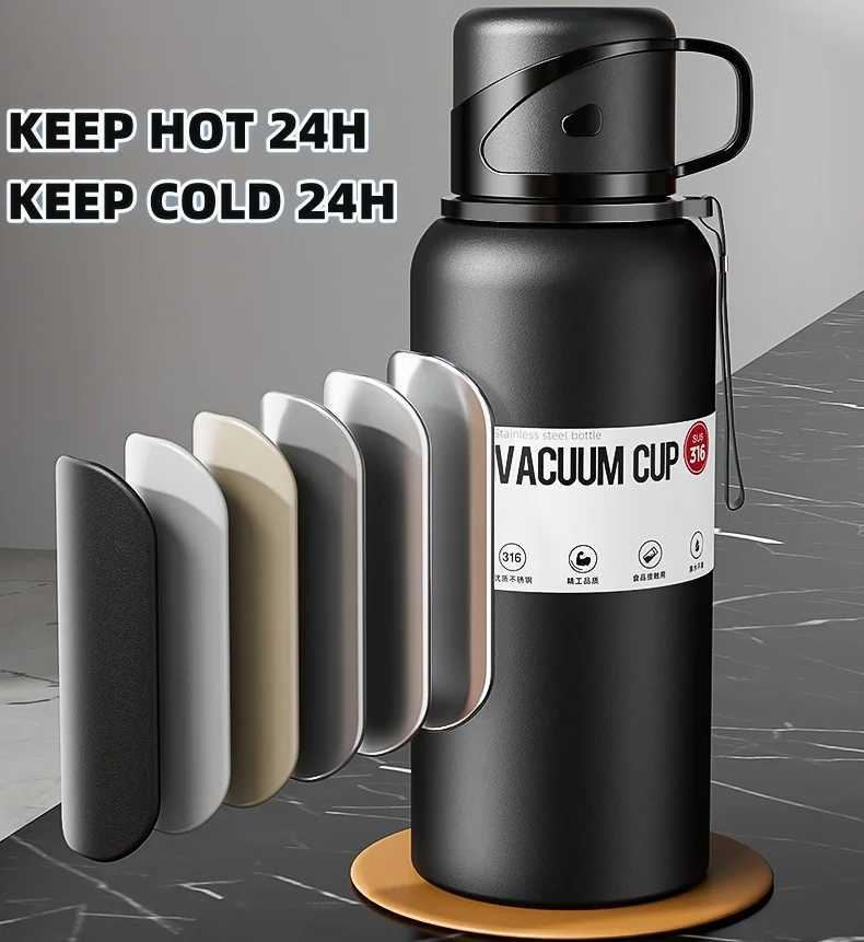 2L stainless steel hot water bottle large capacity hot water bottle hot and cold hot cup vacuum coating Z241022