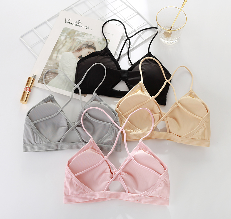 2025 New designer no steel hoop scarf bra wrapped around Tomei s back with hollow trend out chest straps small vest underwear women s shirt