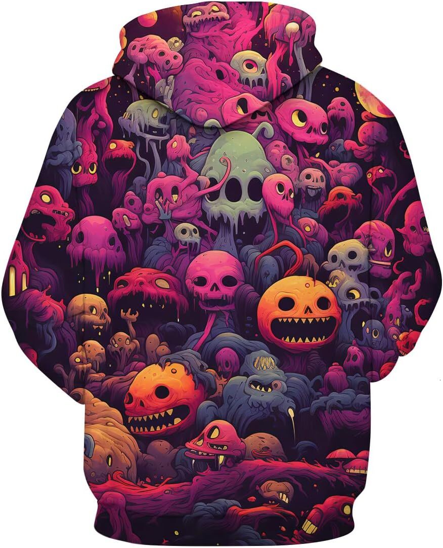 Hoodie for Mens Womens Men Psychedelic Dreams Animal Graphic Hoodie Hoodies Vintage Smile Graffiti Hooded Sweatshirts Pullover,Purple,Graphic