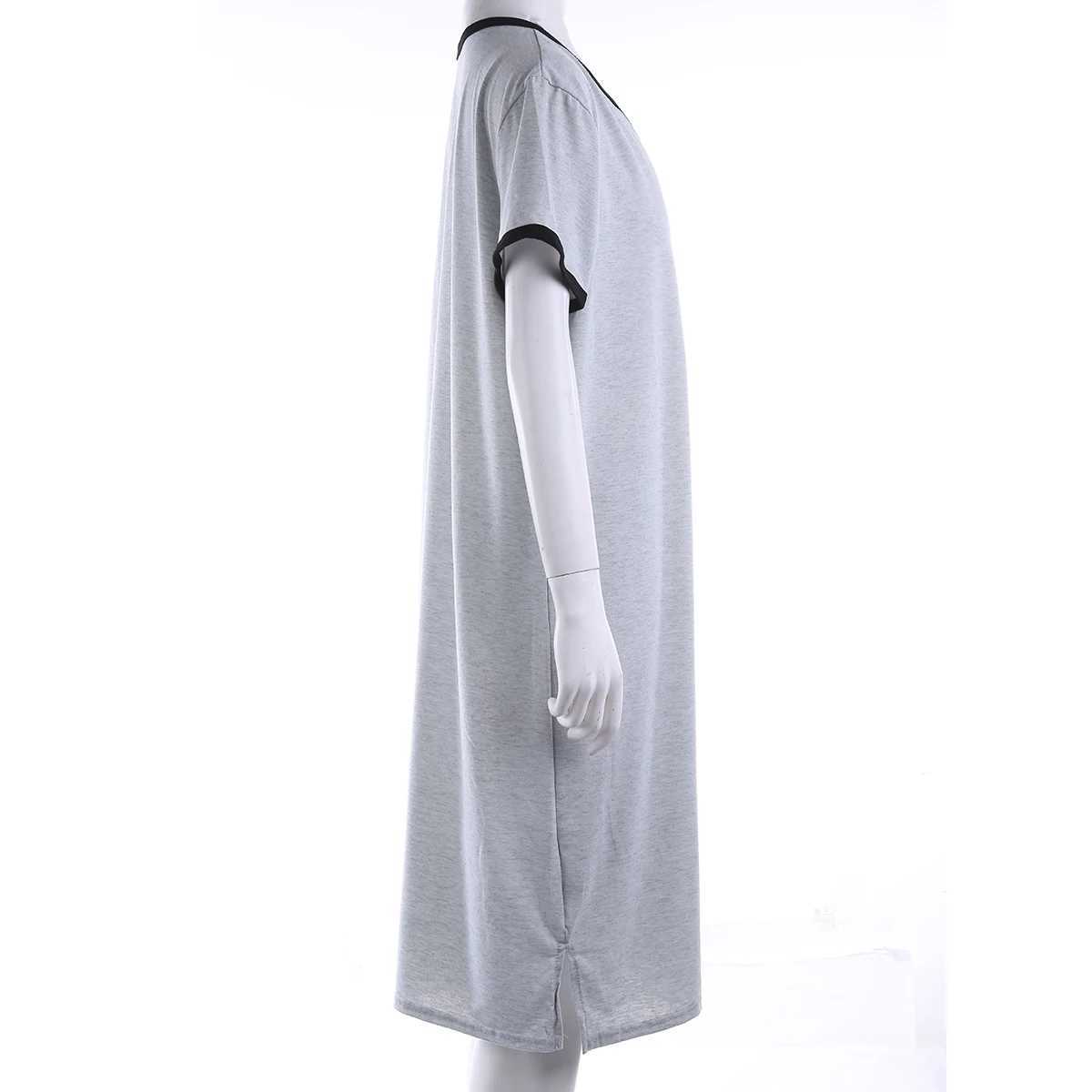 Mens V-neck linen long sleeved Sve solid evening gown casual loose shirt Ktan Thobe with pocket W241023