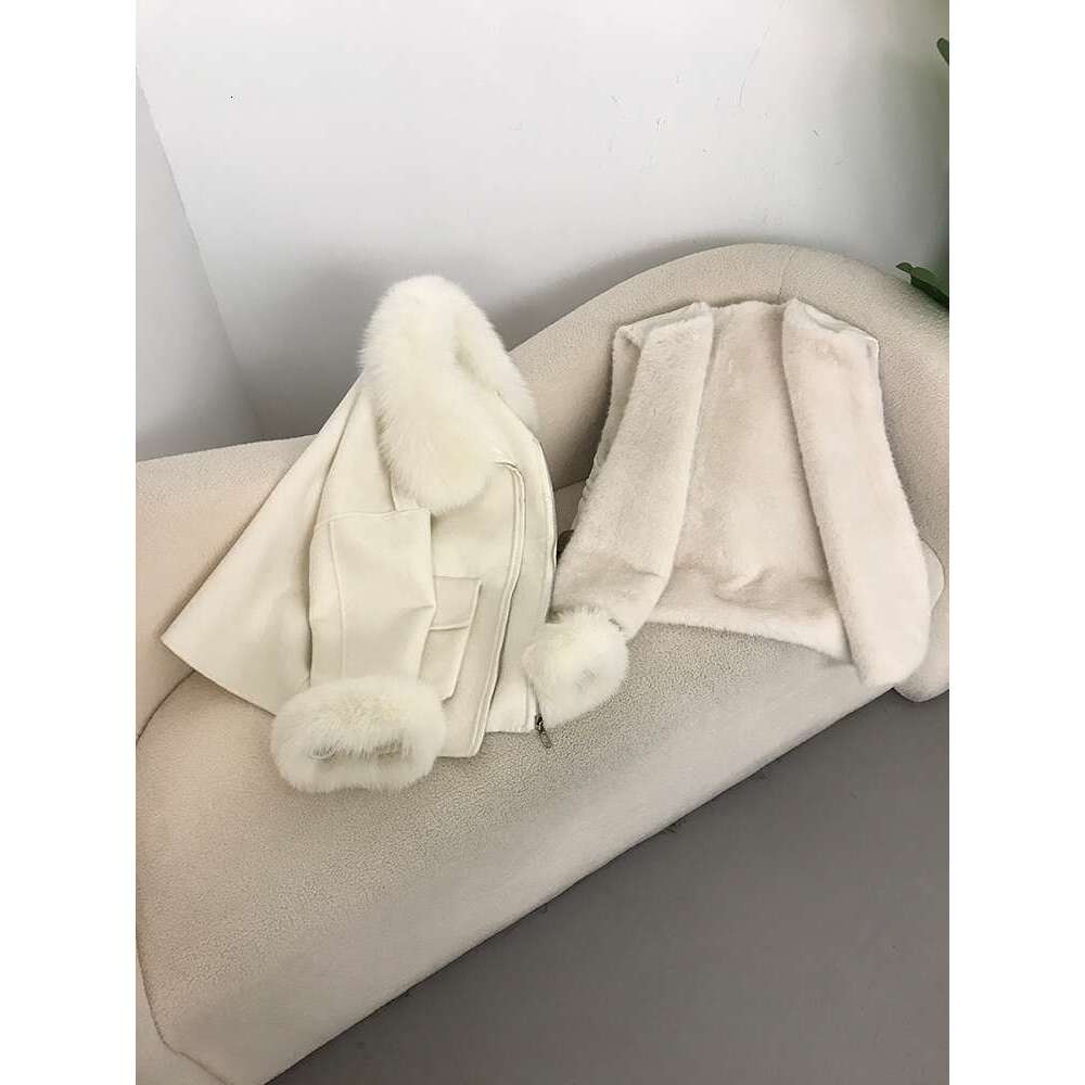 OFTBUY 2024 Real Fur Coat With Thick Er Winter Jacket Women Natural Fox Collar Cuffs Wool Cashmere Blends Pockets Outerwear