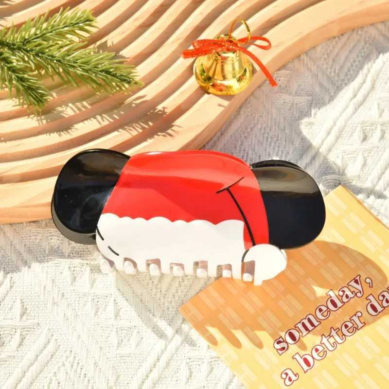 Cartoon Christmas Mouse Head Hair Claw Acetate Christmas Tree Car Crab Hair Clips Cute Hat Fish Hair Accessories for Women GirlsX241021