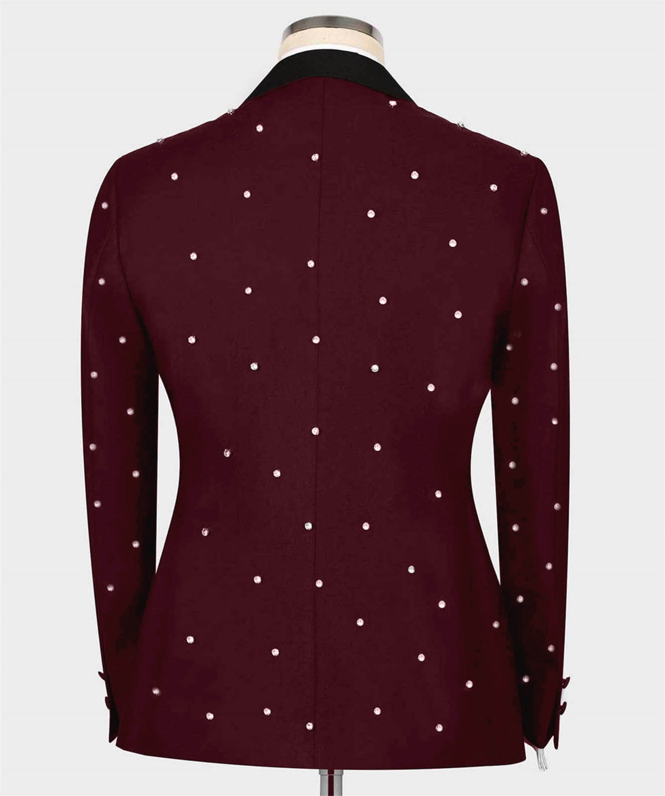 Handsome Beading Men Wedding Tuxedos Pearls Peaked Lapel Tailored Pants Suits Birthday Party Prom Groom Wear 2 Pieces