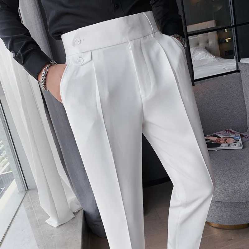 Mens Business Office Pants 2024 Fashion and Fashion High Waist Pants Elegant Slim Fit Casual Dress Mens High Quality PantsX241023
