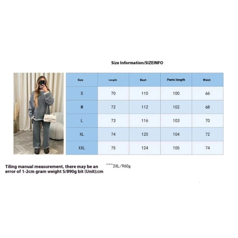 Womens pants set solid color casual loose sports style two-piece clothing autumn and winter simple daily wear 241023