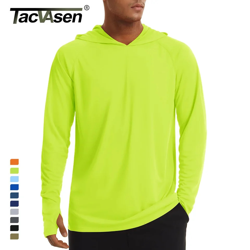 TACVASEN UPF 50Hoodie Mens Sunscreen Long Sleeve Quick Drying T-shirt Outdoor Sports Running Hoodie Zipper Top 241023