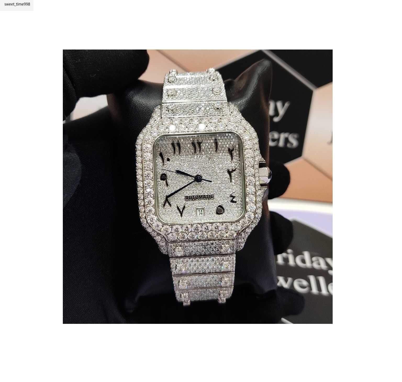 Moissaniteut VVS 2024 All-diamond men's high-quality three-hand multi-functional, trendy and fashionable quartz watch