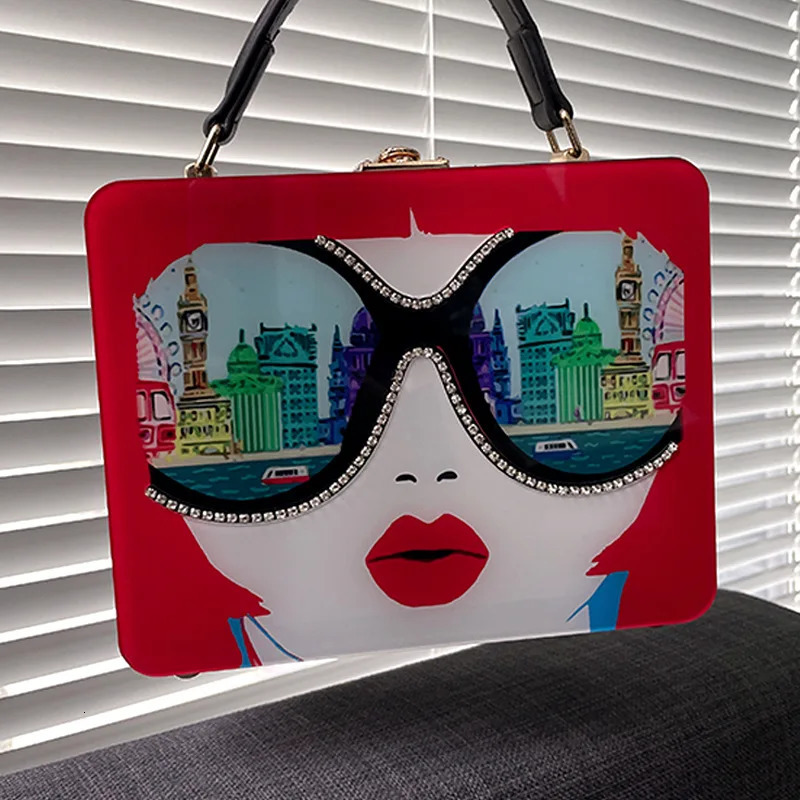 Alirattan Womens ly Printed Acrylic Shoulder Bag 2024 er Fashionable High Quality Womens Ten Font Evening Bag Casual Handbag 241023