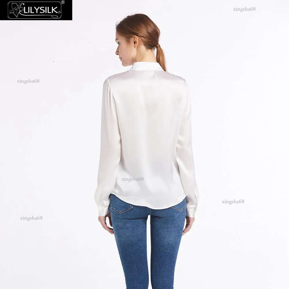 LilySilk 100 Silk Shirts Blouse Women 22 momme Basic Placket Chinese Charmeuse Natural Glossy Elegant Ladies Long sleeves 210326