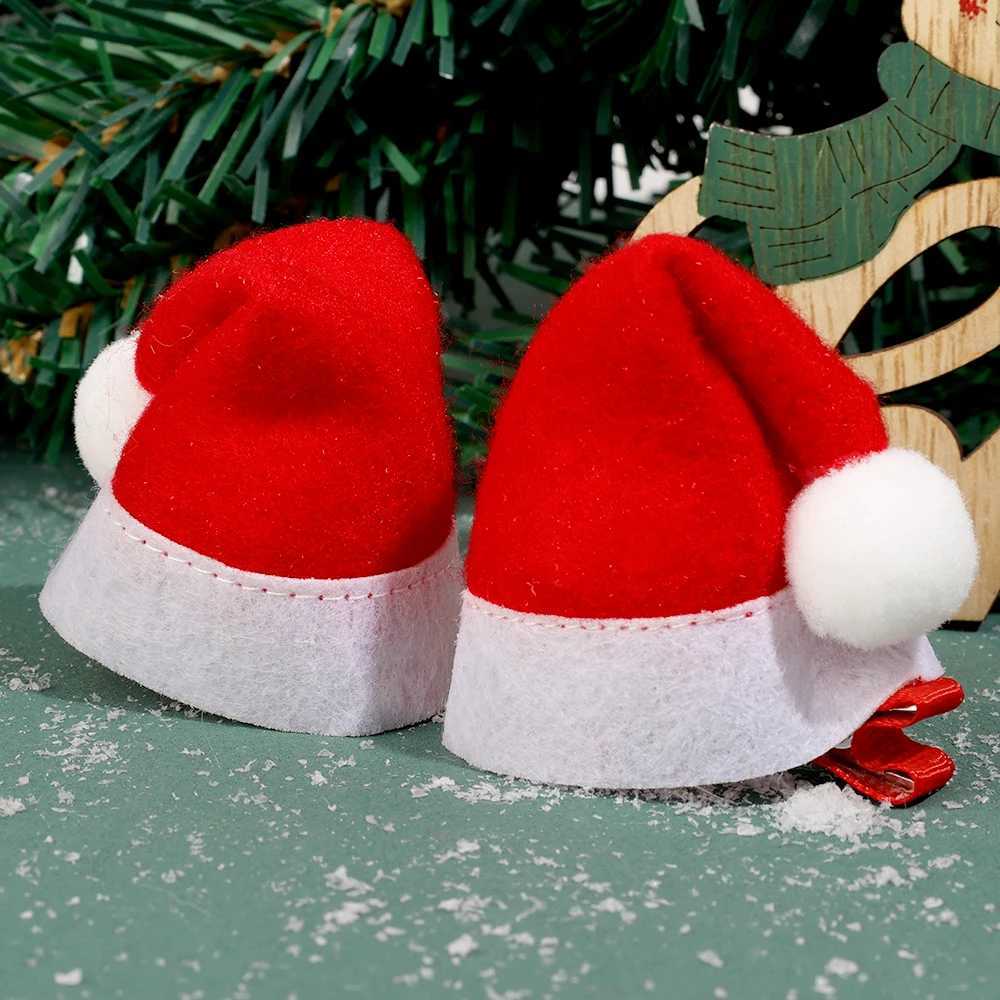 1/2pcs Christmas Hair Clip Xmas Hat Hair Clips Santa Cap Duckbill Clips Cute Mini Hat Hair Barrettes Holiday Hair AccessoriesX241022