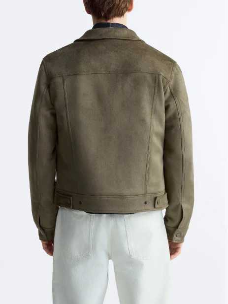 Spring and autumn European style mens jacket Suede solid color lapel fully matched casual jacket size XL X241023