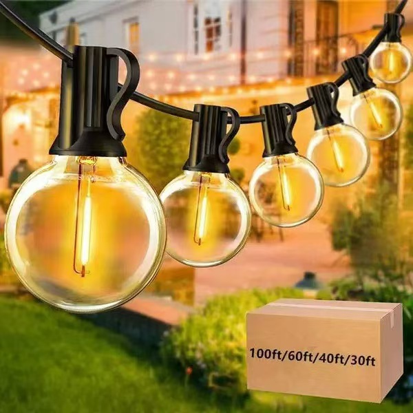 G40 LED Outdoor String Ball Lights 7.6M/15M Shatterproof Patio Lights For Outside Backyard Porch Garden Decor