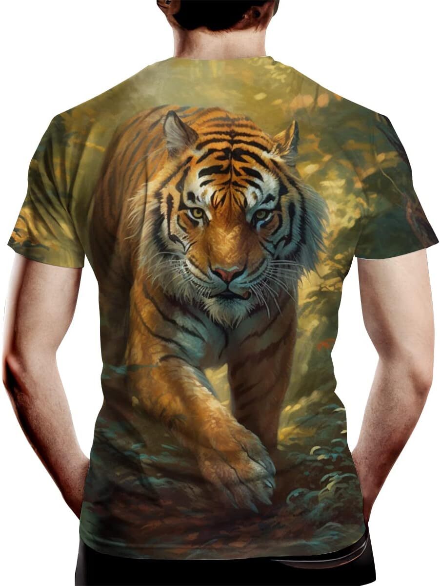 Mens T shirt Casual Tiger Graphic T-Shirt for Men Novelty Animal Pattern Short Sleeve Shirts,tee Casual tops summer clothes Fashionable and breathable
