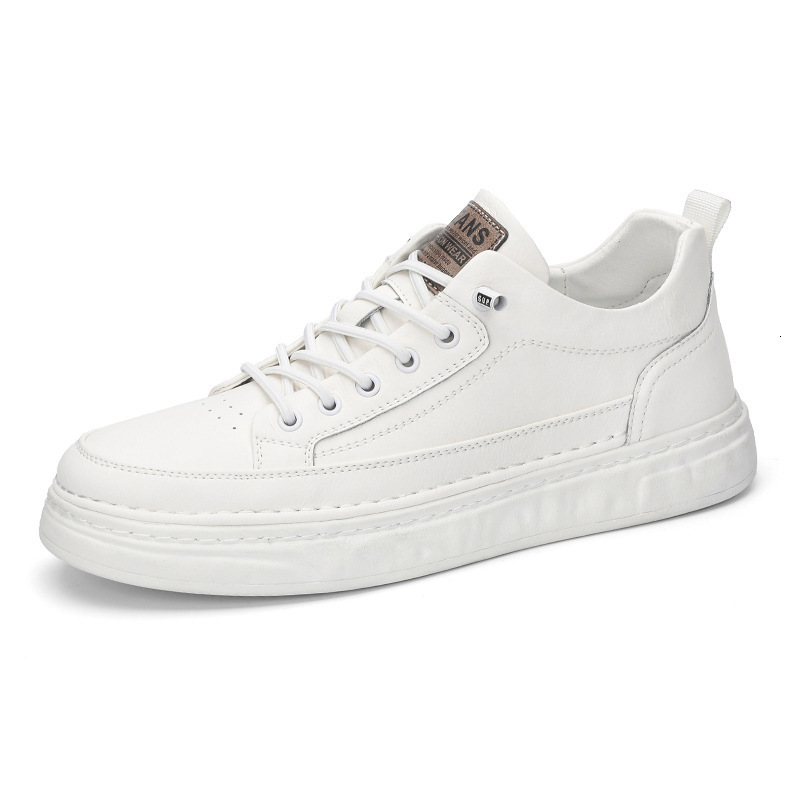 Spring Shoes for Men Genuine Leather Casual Leisure Flats Skateboard Cow Youth Laceup Sneakers 240617