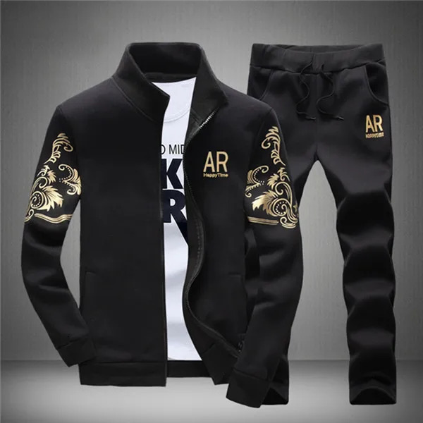 Fashion Mens Track and Field Coat Hoodie Set 2-piece Autumn Sportswear Mens Fitness Sportswear JacketPants Set 241023
