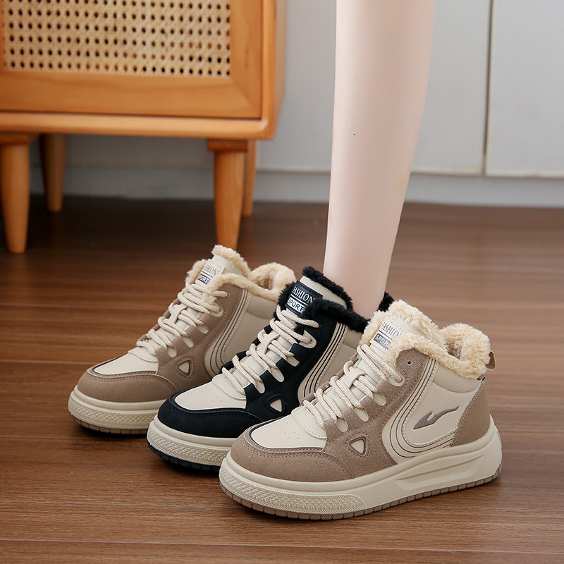 version thick soled high top women's winter with plush versatile student casual sports cotton shoes