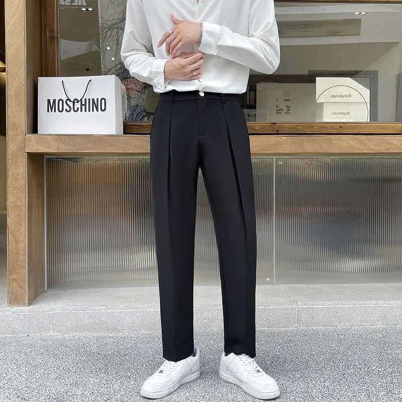 Black Suit Pants Men Slim Fashion Social Mens Dress Pants Korean Loose Casual Straight Pants Mens Office Formal Trousers M-3XLX241023