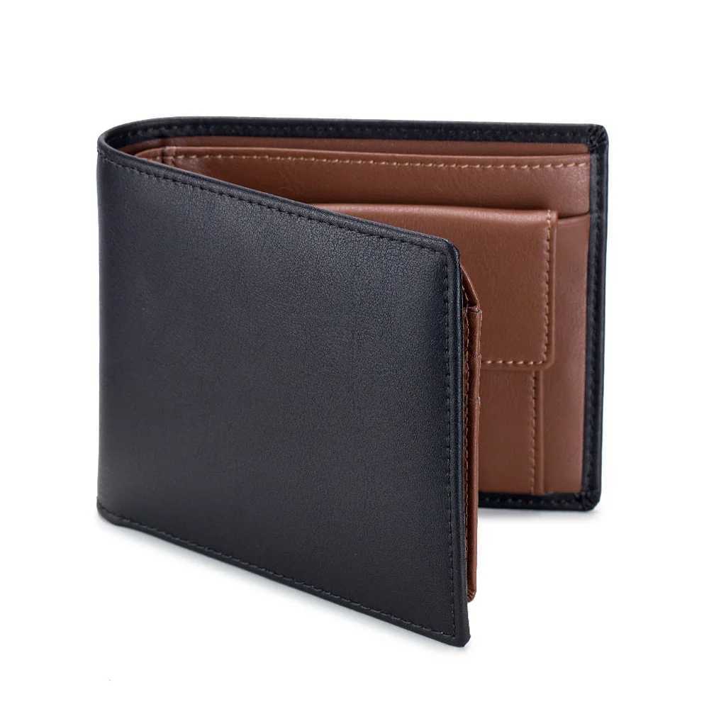 Real denim leather mens short wallet RFID blocking card holder coin pocket wallet friend husband fathers best gift Z250411