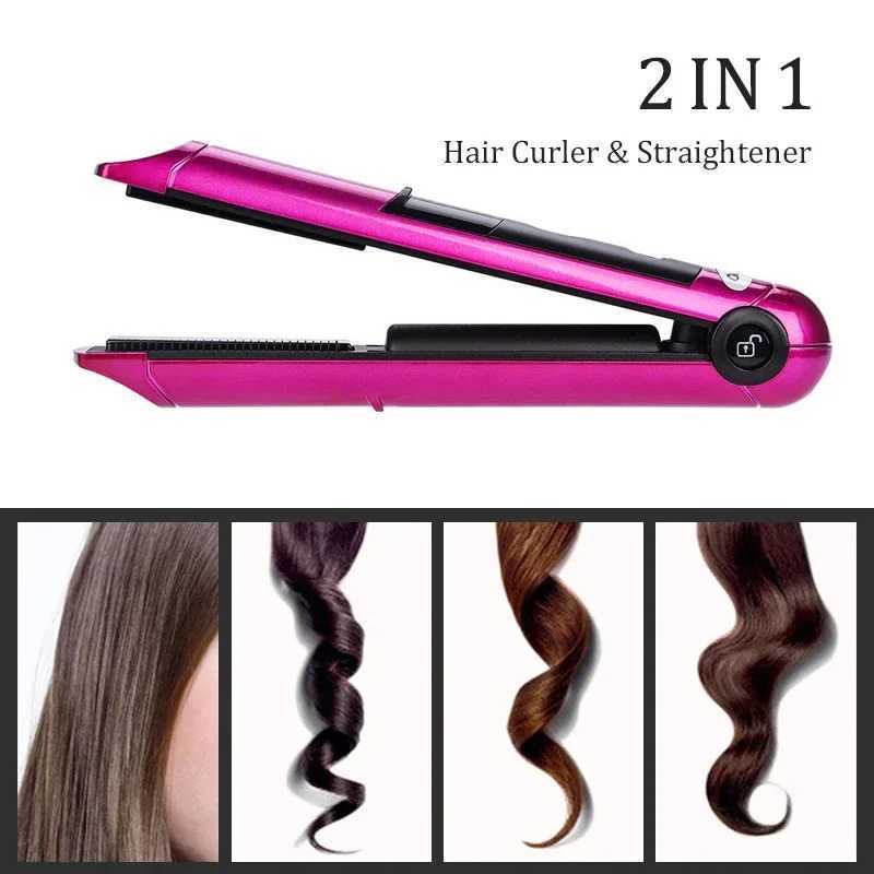 New Arrival USB charging professional curling iron 2-in-1 twisted portable straightener and curling iron flat hair styling tool Z241022