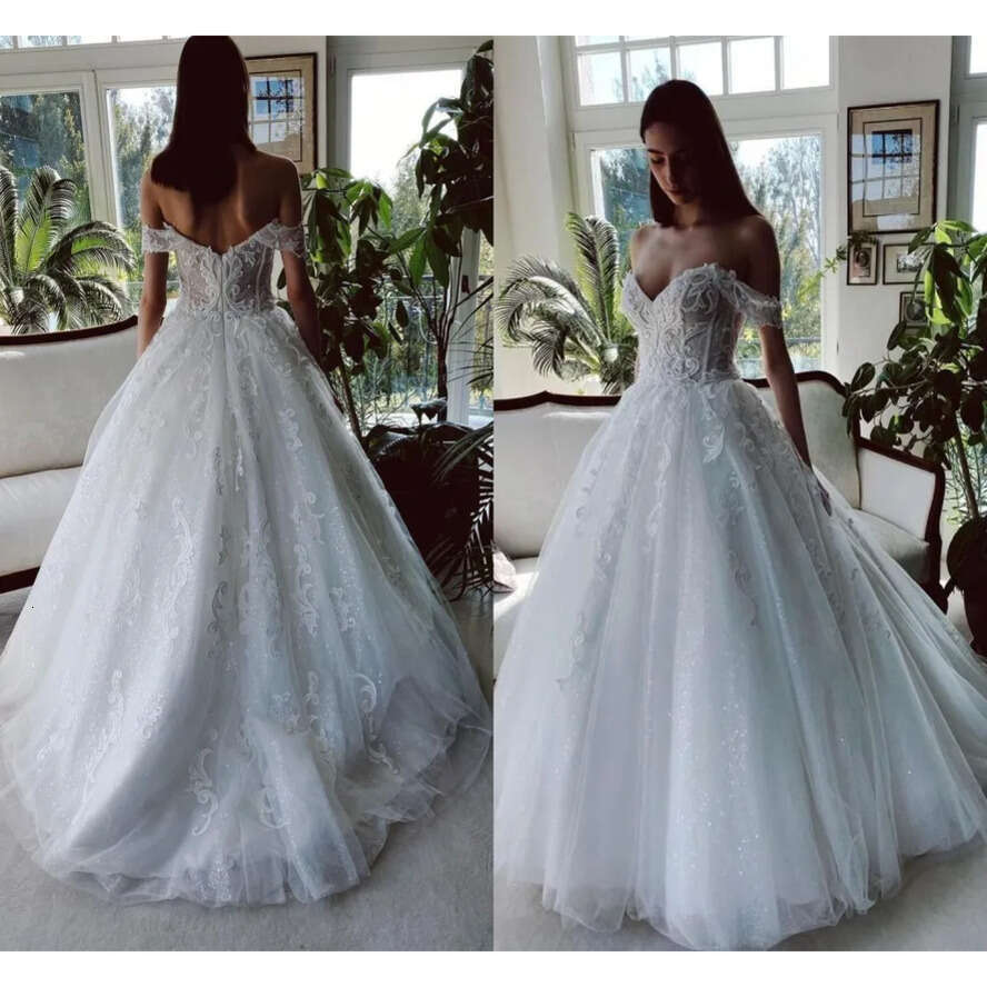 A Shoulder Elegant Off E Wedding Dresses Sexy Backless With 3D Lace Appliques Tulle Long Bridal Gowns Bc9463 ppliques