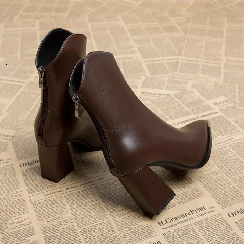 Maogu Winter Zipper Chelsea Boots 2023 New Pointed Toe Boot Goth Designer 2024 Half Season Womens Ankle High Heels Botas 40 241020