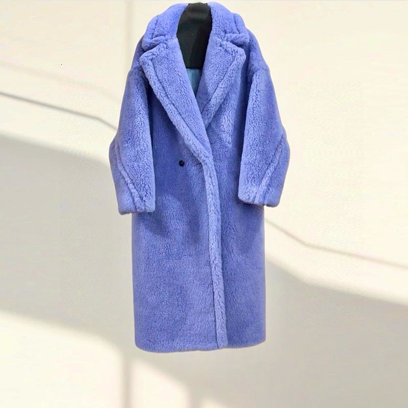 Women's Wool Blended Long Coat Designer High-quality Multi Color Lapel Collar Luxury Fashion Shoulder Down Long Sleeves Winter Warm Thick N1027