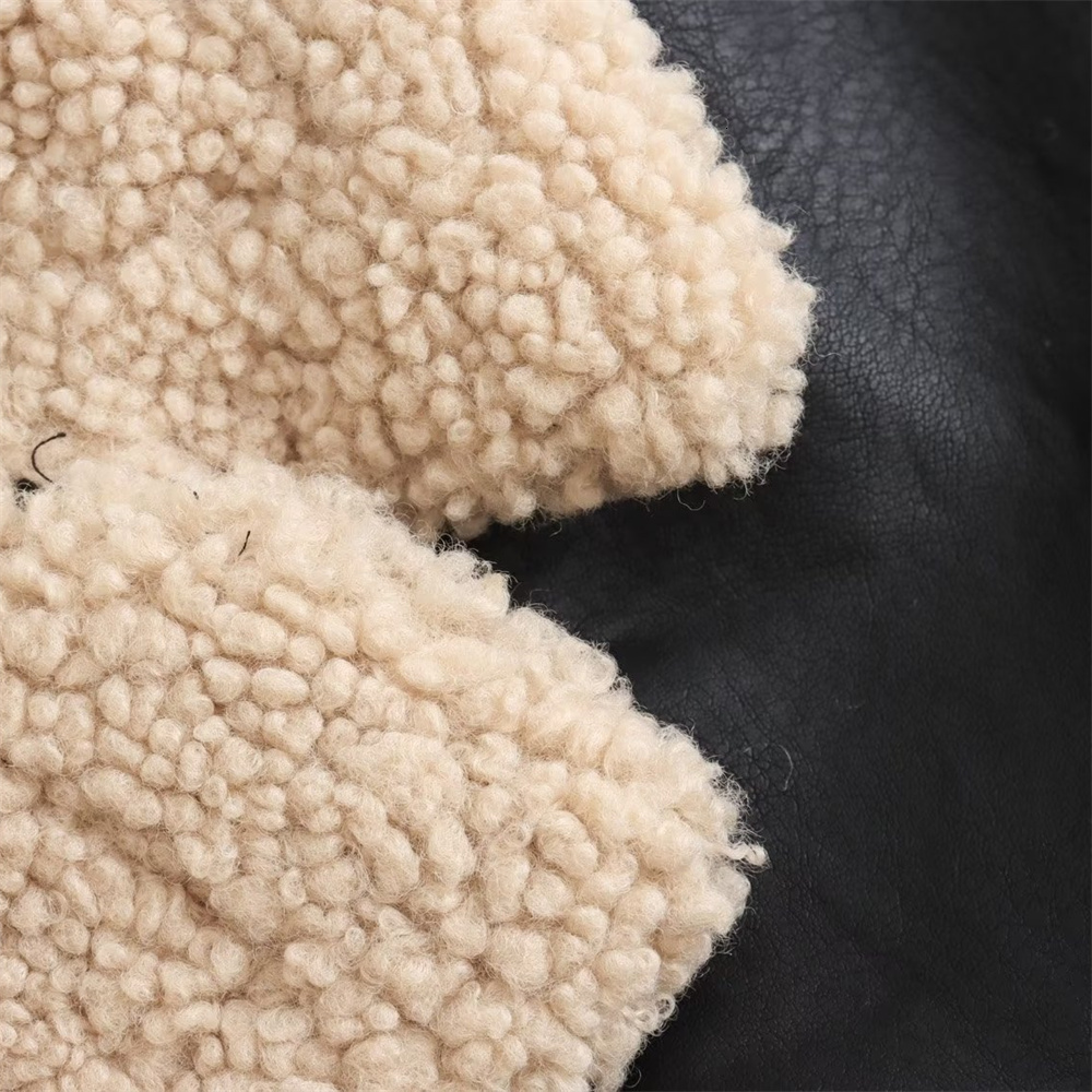UNIZERA 2024 Autumn/Winter Product Women's New Fashion Casual Versatile Flip Collar Leather And Fur Integrated Jacket Co