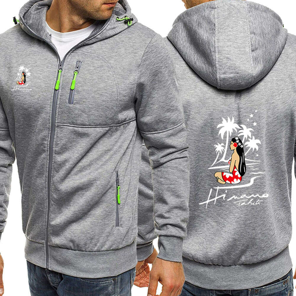 High end Autumn Spring Men s Hinano Tahiti Beer Logo Print Fashion Solid Color Trendy Hooded Sweatshirt Cardigan Comfortable Hoodies Fahion Sweathirt 