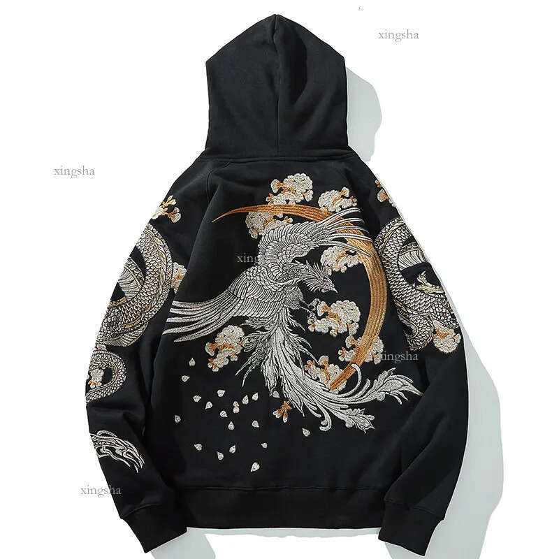 Men's Hoodies Sweatshirts Aolamegs Wholesale Link Men's Hip Hop Hoodies Chinese Dragon Embroidery Sweatshirt Harajuku Hooded Pullover High S