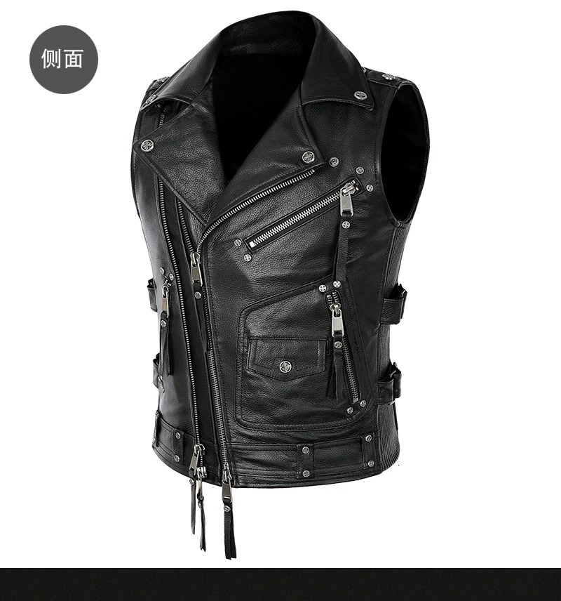 YR Wholesale. Mens high-quality denim leather jacket. Cool Rider Retro Leather Vest. Ultra thin and fitted leather jacket. Short plus sign 241023