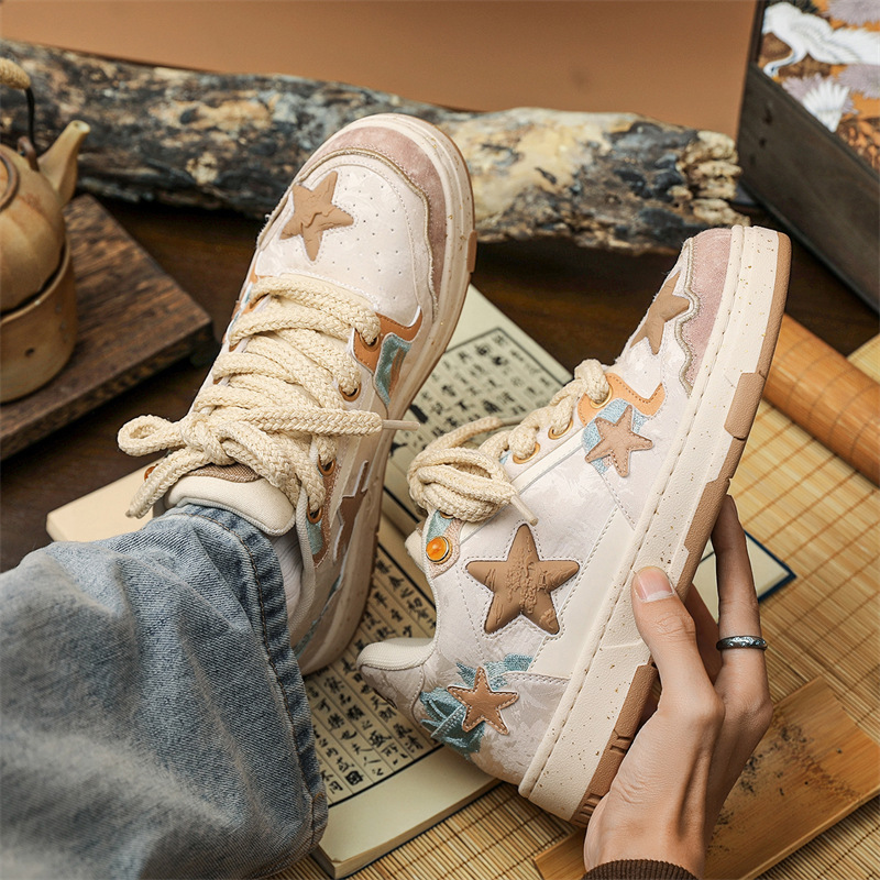 New Men's and Women's Qingming Riverside Scene Star Casual Board Shoes