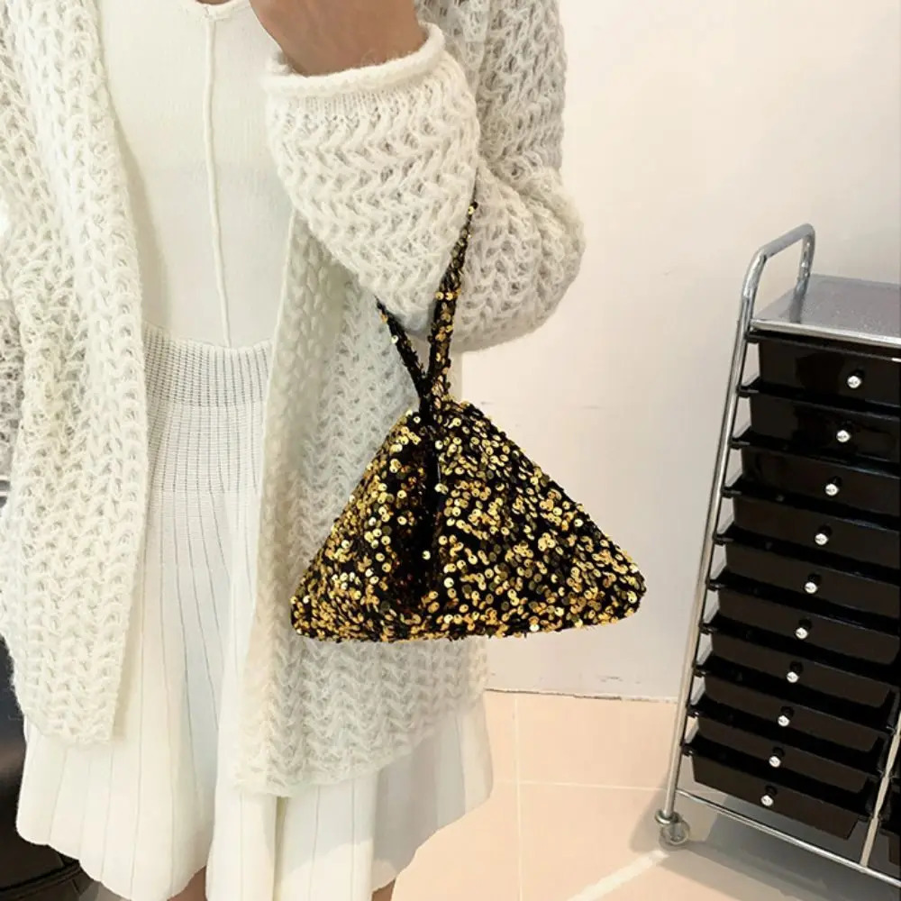 Solid color sequin cross body bag fashionable Korean INS evening clutch bag handbag bottom bag sequin shoulder bag for women 241023