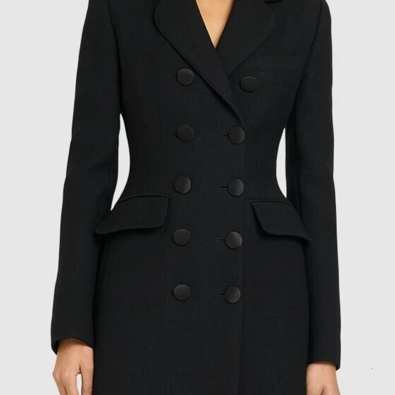 DEAT Fashion Women Blazer Notched Collar Long Sleeves Double Breasted Slim High Waist Suit Jackets Autumn 2024 New 7Ab4795