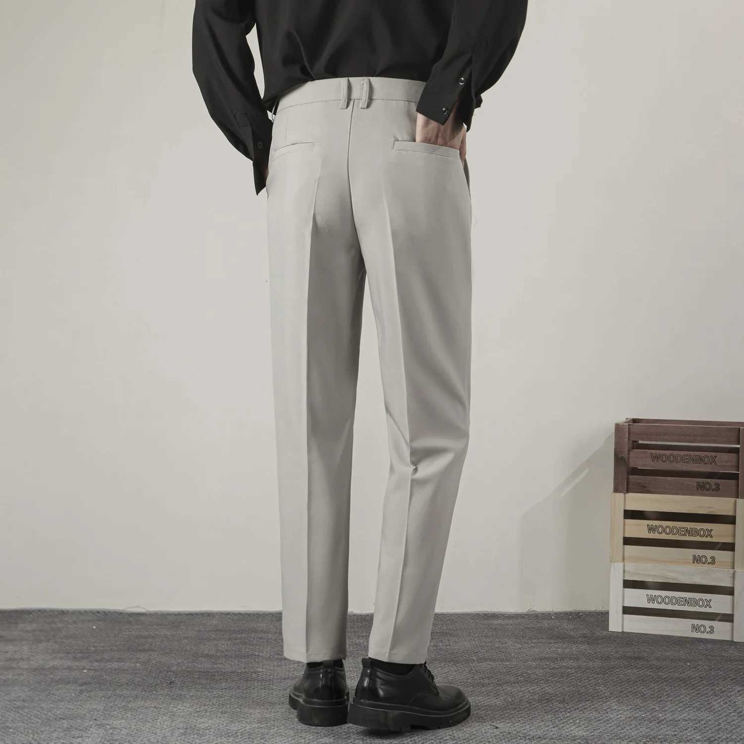 New Straight Men Pants Fashion Business Korean Loose Casual White Black Gray Wide-leg Trousers Blazer Suit PantsX241023