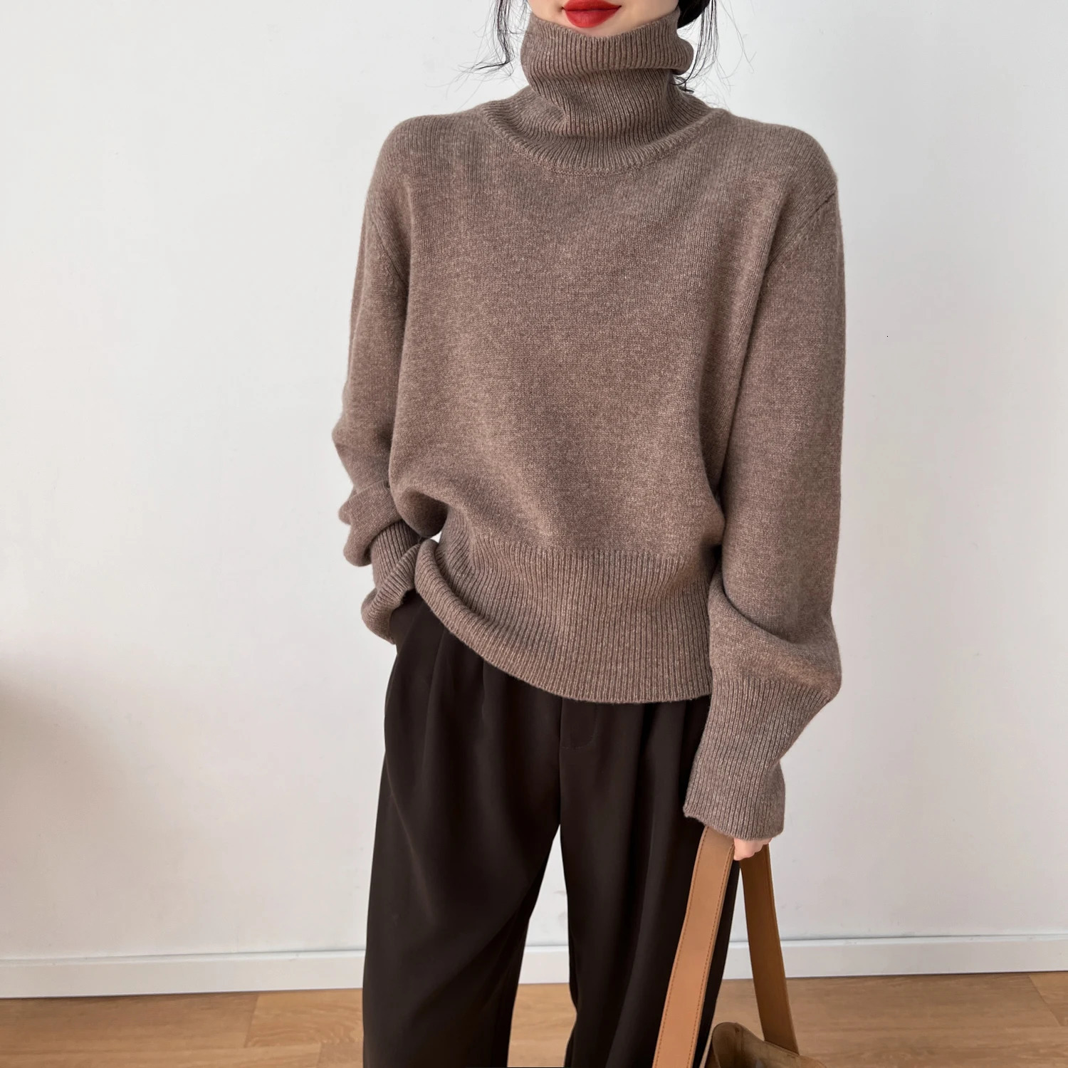 Women Cashmere Sweater Jumper Female Pullover Long Sleeve Casual Turtleneck Autumn Winter 241021