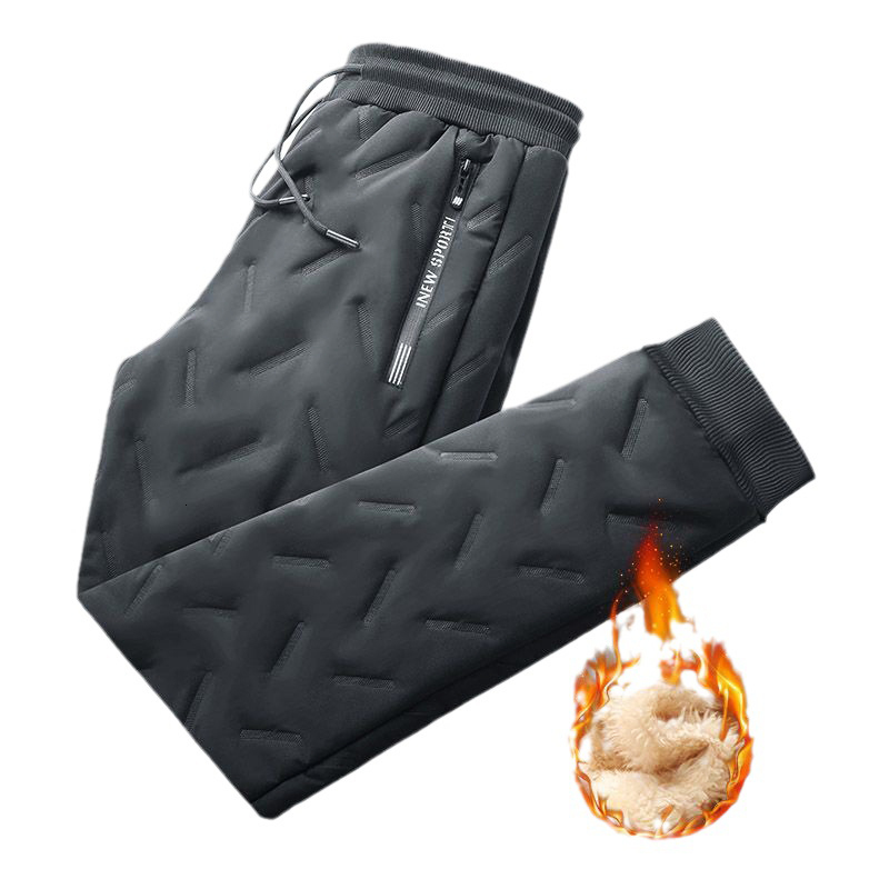 Winter Thickened Women Pants Warm Solid Color Straight Trousers Cold Resistance Ladies Plush Sports Long Drawstring Pant