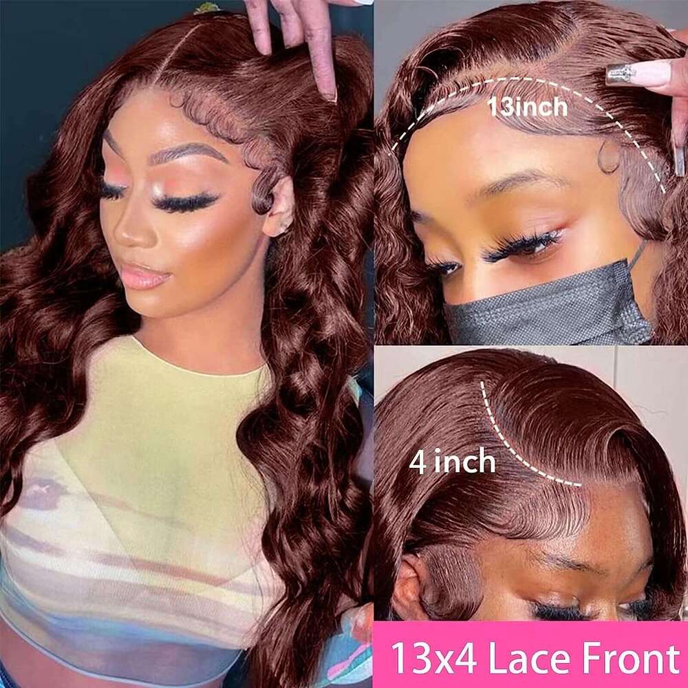 360 Full Reddish Brown Front 250 13x4 13x6 Hd Lace Frontal Wig Body Wave Human Hair Wigs For Women