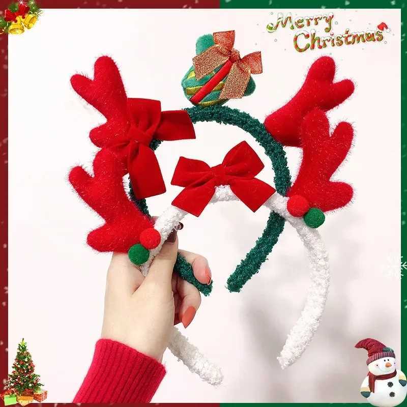 2PCS Christmas Headbands XMAS Hairband Deer Antlers Headpiece Santa Claus Hair Accessories for GirlsChristmas Decor HeadbandsX241022