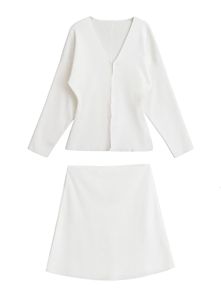 Women Bury V-Neck Long Sleeves Knitted Cardigan Suit Women's Elegant Chic Mini Skirt Suits Autumn Casual Lady Office Set