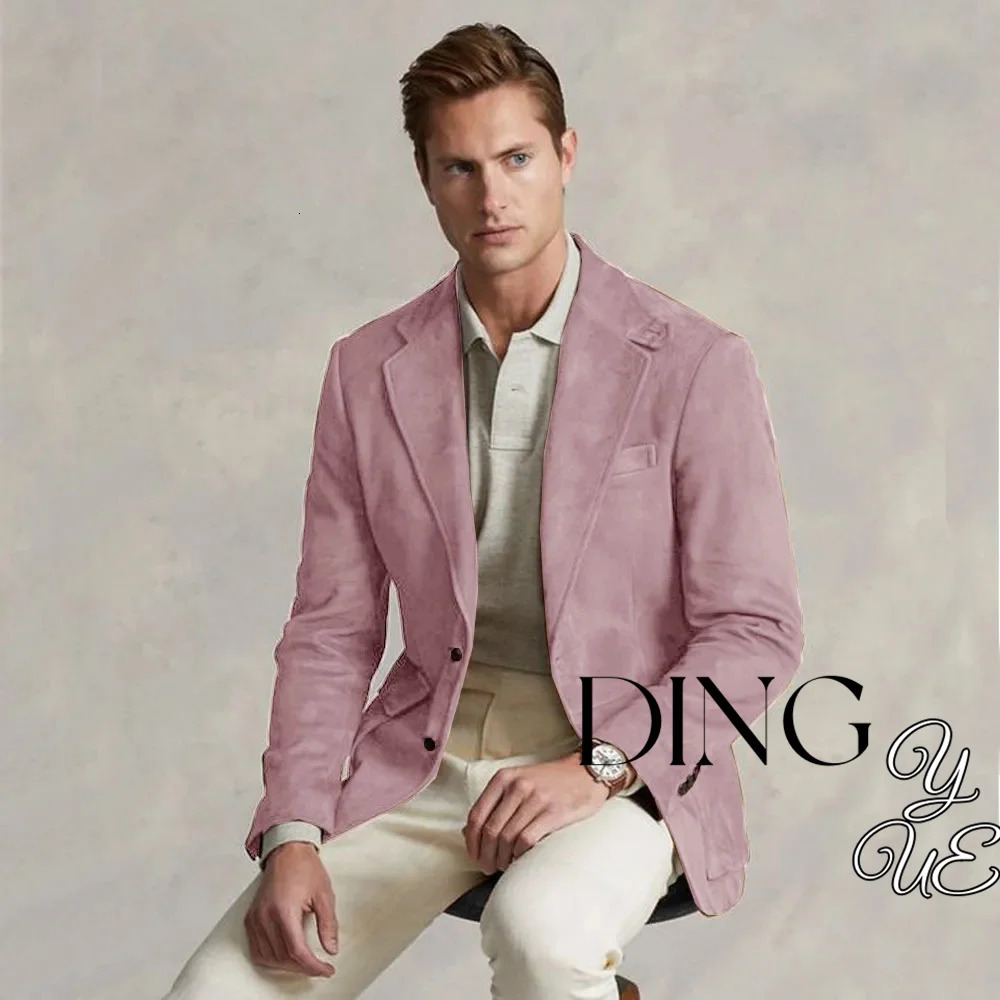Mens suit suede jacket single chest casual fashion mens suit jacket mens jacket er formal mens wear 241023