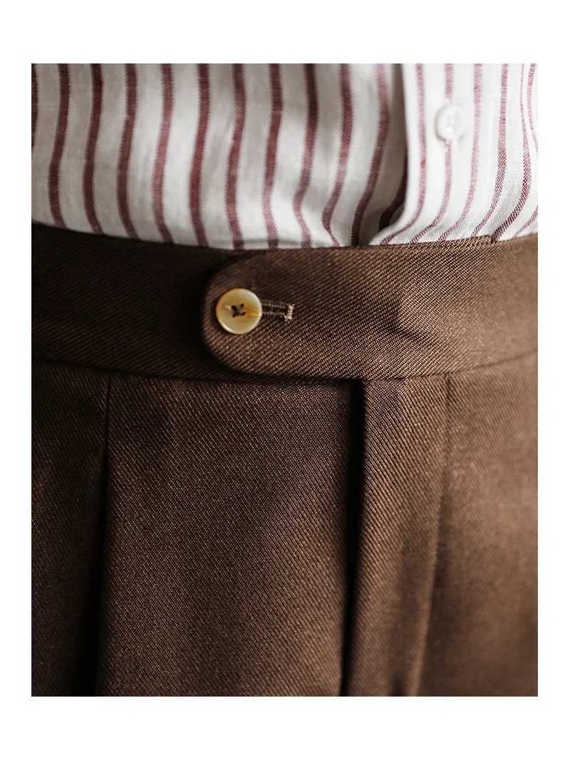 Mens Pant Solid Color Suit Fall Slim Fit Feet Casual British Men Dress High Waist Pants Office-trousers 2024 Pant TrousersX241023