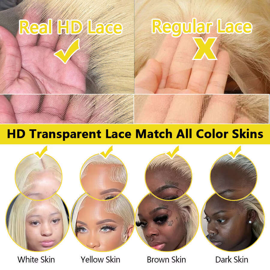 200 Density 613 Blonde 13x6 HD Frontal Wigs Colored Brazilian Straight Human Hair 13x4 Lace Front Wig For Women