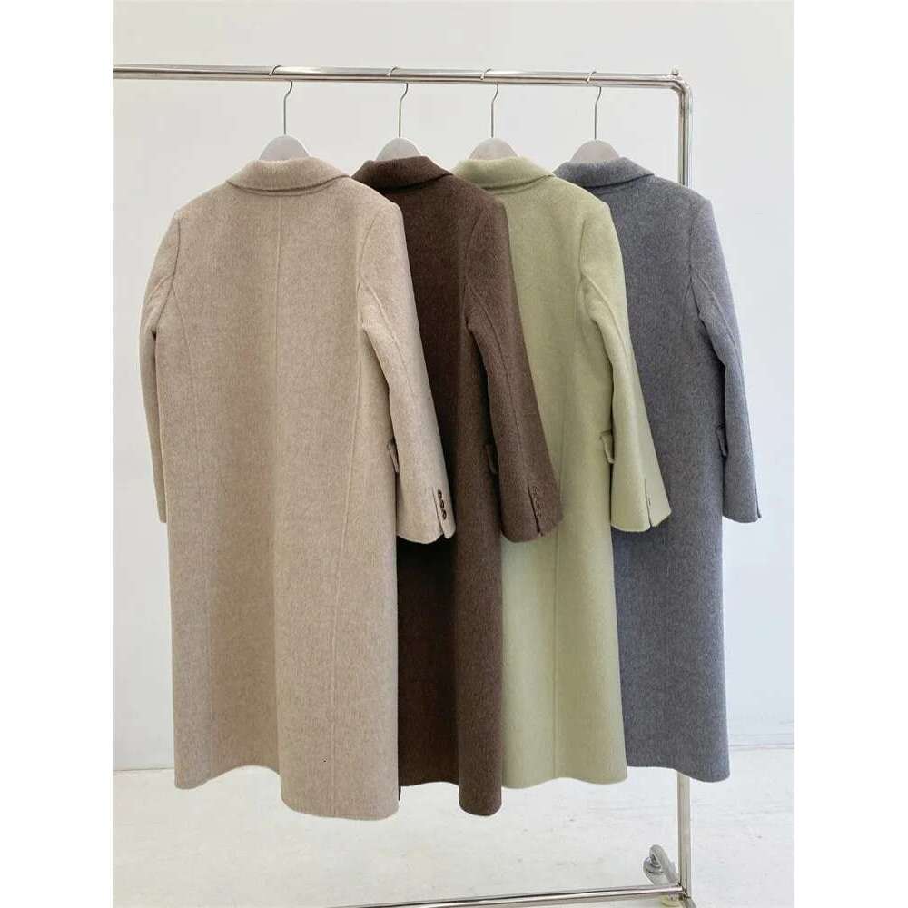 Rose Two-Piece Double-Sided Cashmere Women Mid-Length New Fashion Loose Warm Waistcoat Lael Woolen Coat Autumn Winter