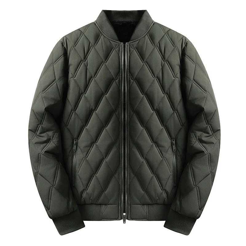 Winter mens Flce bomber jacket fashionable baseball collar thick cotton padded jacket mens retro slim fit windproof jacket X241023
