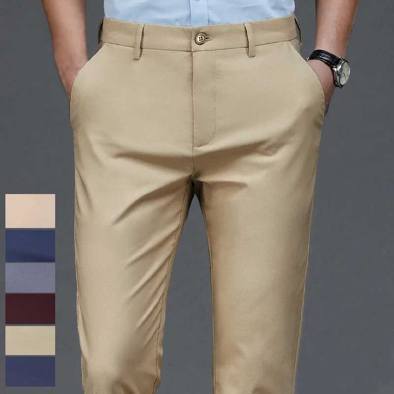 Male Pants Stretch Smart Casual Pants Mens Spandex Trousers Office Quick Dry Suit Pants New Spring Autumn Korean Dress PantsX241023