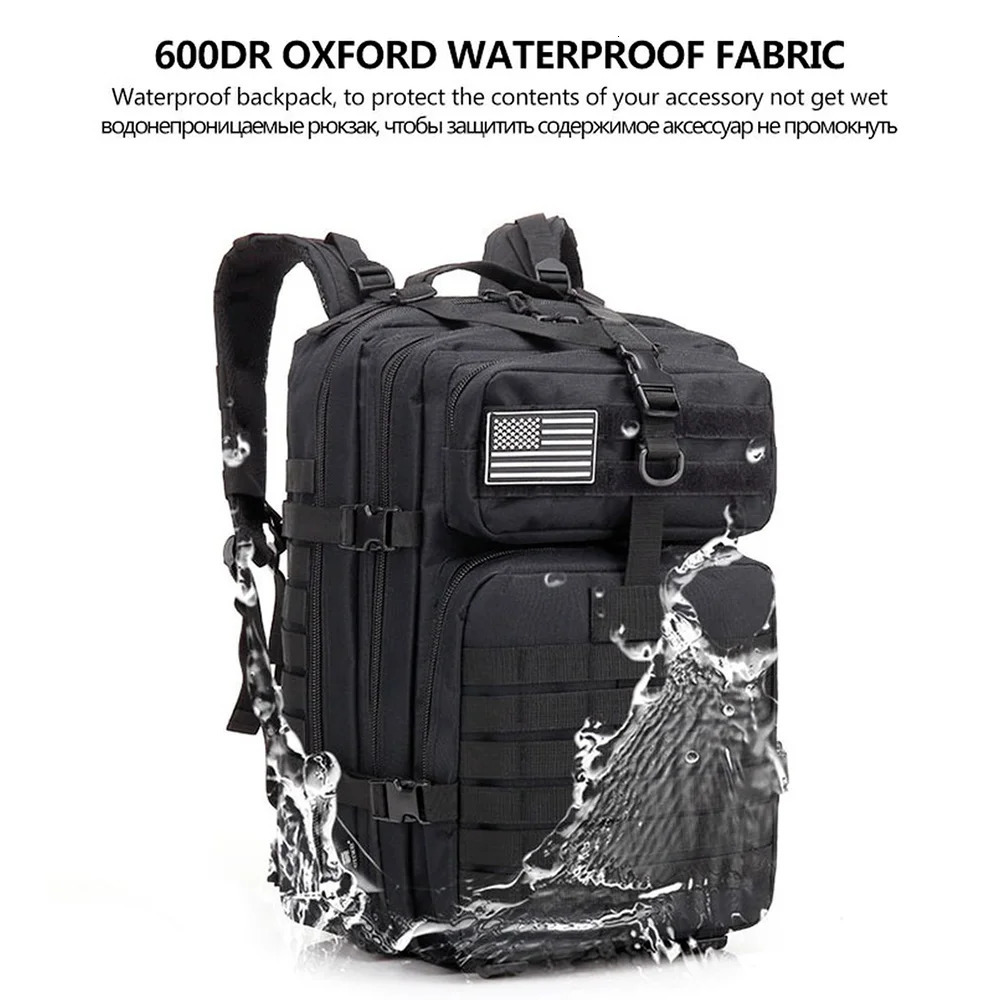 30L/50L large capacity mens hiking tactical backpack 3P soft back outdoor waterproof hiking bag 241023