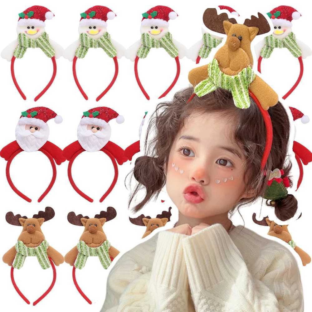 Cartoon Christmas Headband Santa Claus Snowman Elk Kids Hair Band Children Christmas Gifts Happy New Year Party Decoration PropX241021