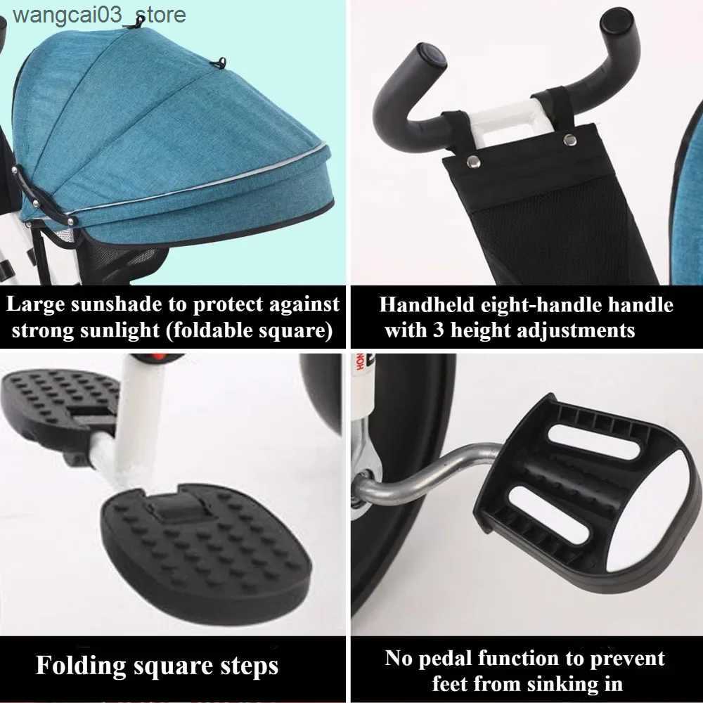 Strollers# 2 in 1 Baby Stroller with Foldable Pedal Kids Tricycle with Large Rear Storage Guardrail Anti-Rollover for Infant Toddlers L240910