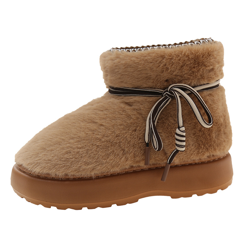 Winter Home Plush Warm Anti Slip High Cut Thick Soled Cotton Shoes